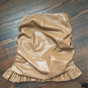 Majorelle XS brown leather skirt